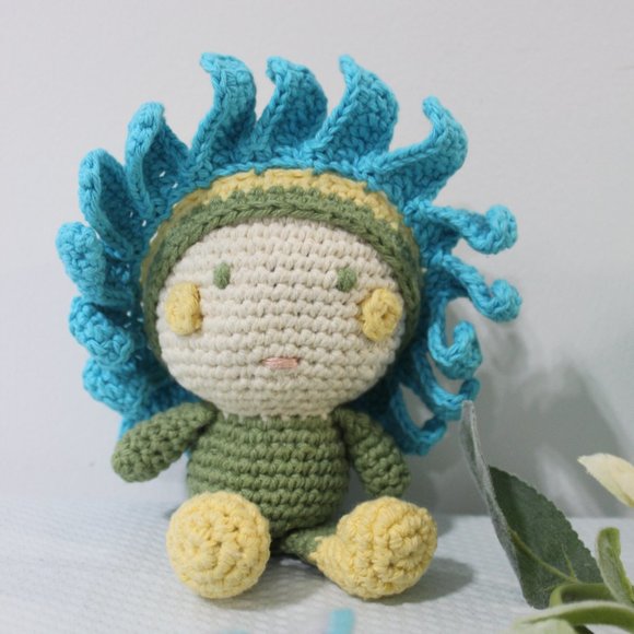 Sunflower Crochet Baby Doll OOAK Handmade HANDCRAFTED - Picture 1 of 6